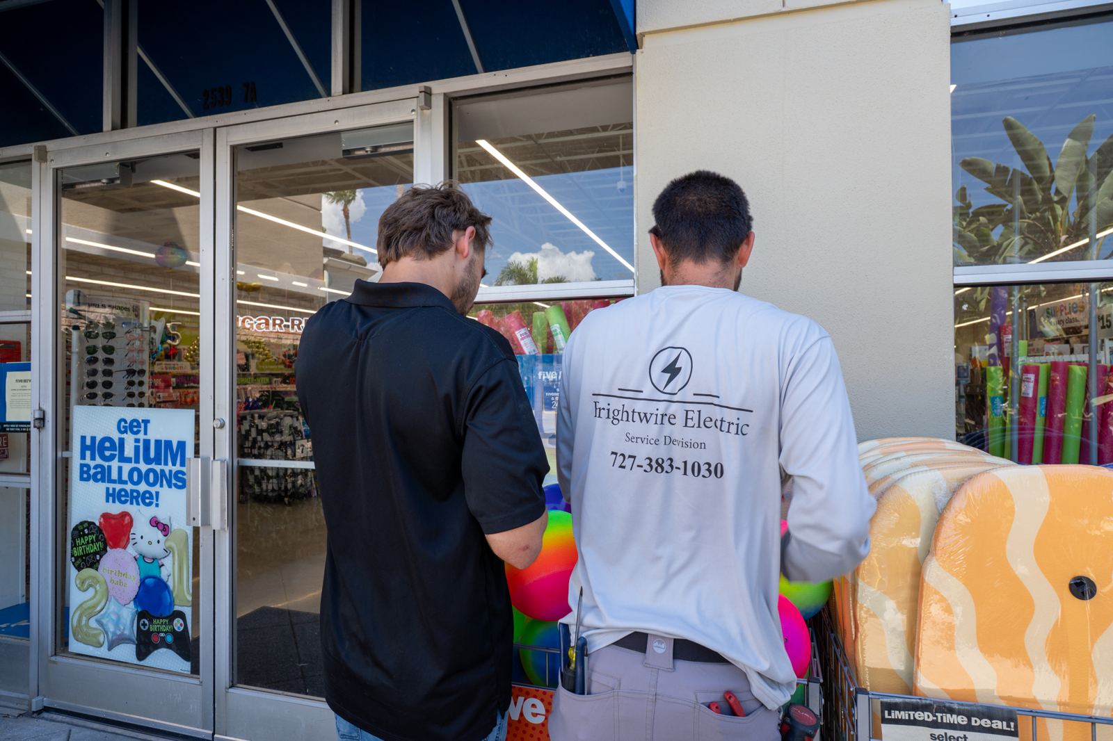 Brightwire Electric crew at a retail storefront project in Tampa Bay